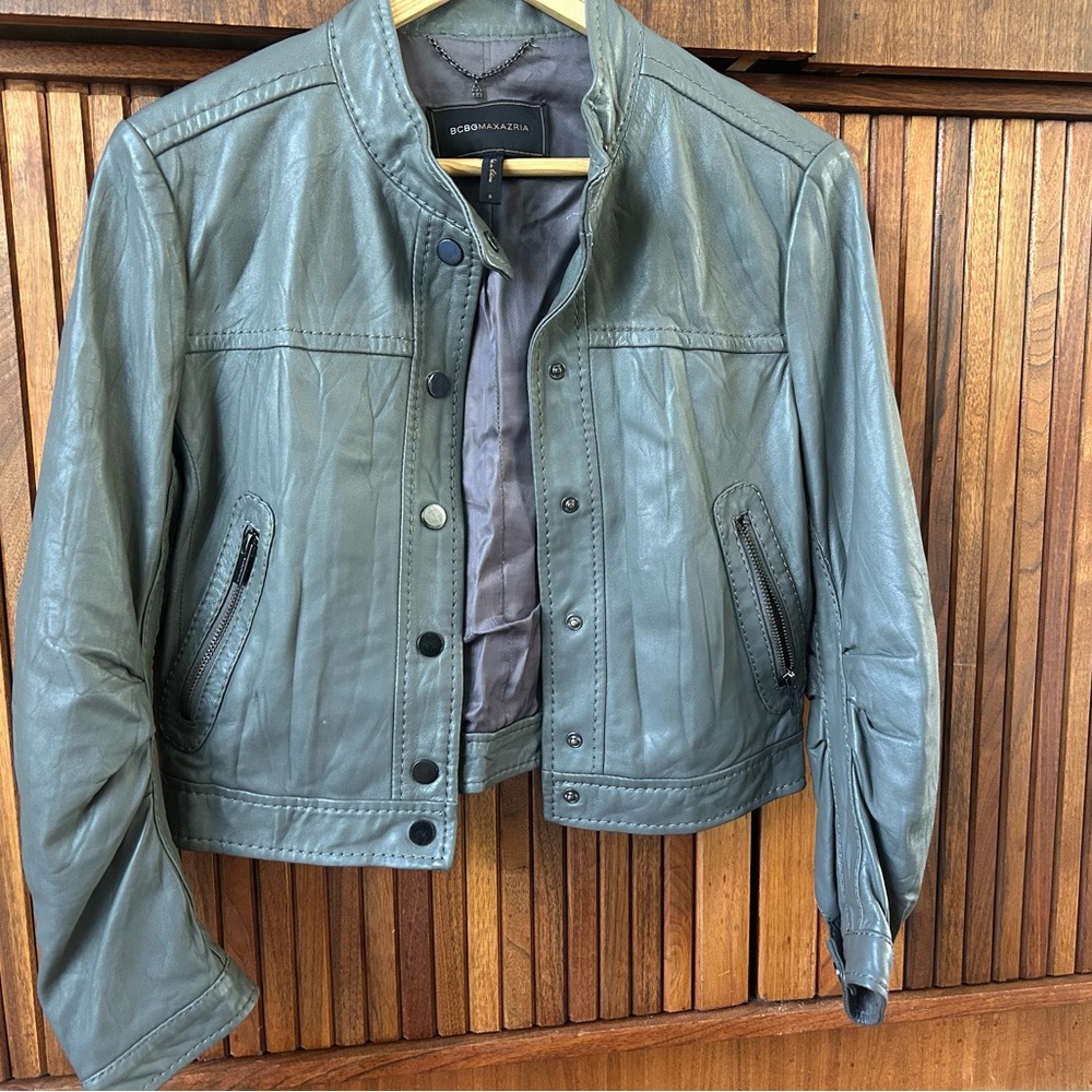 BCBG Leather Crop Jacket